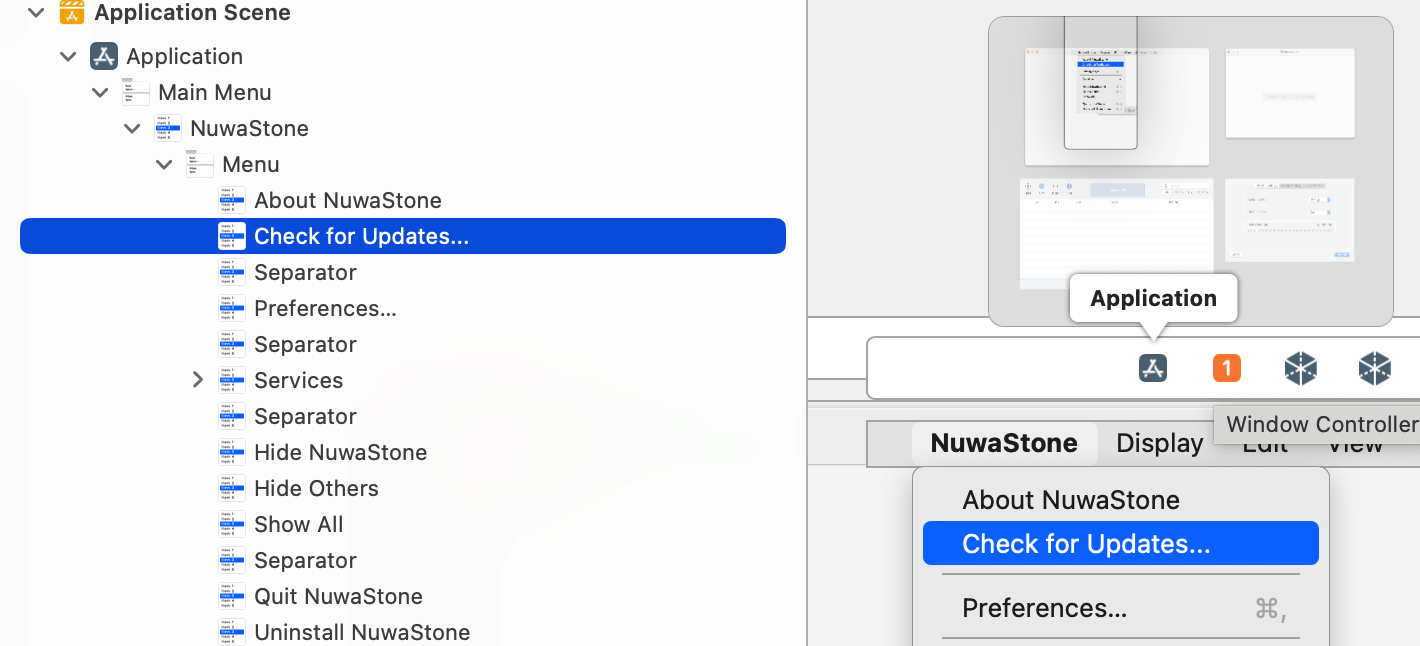 添加检查更新菜单